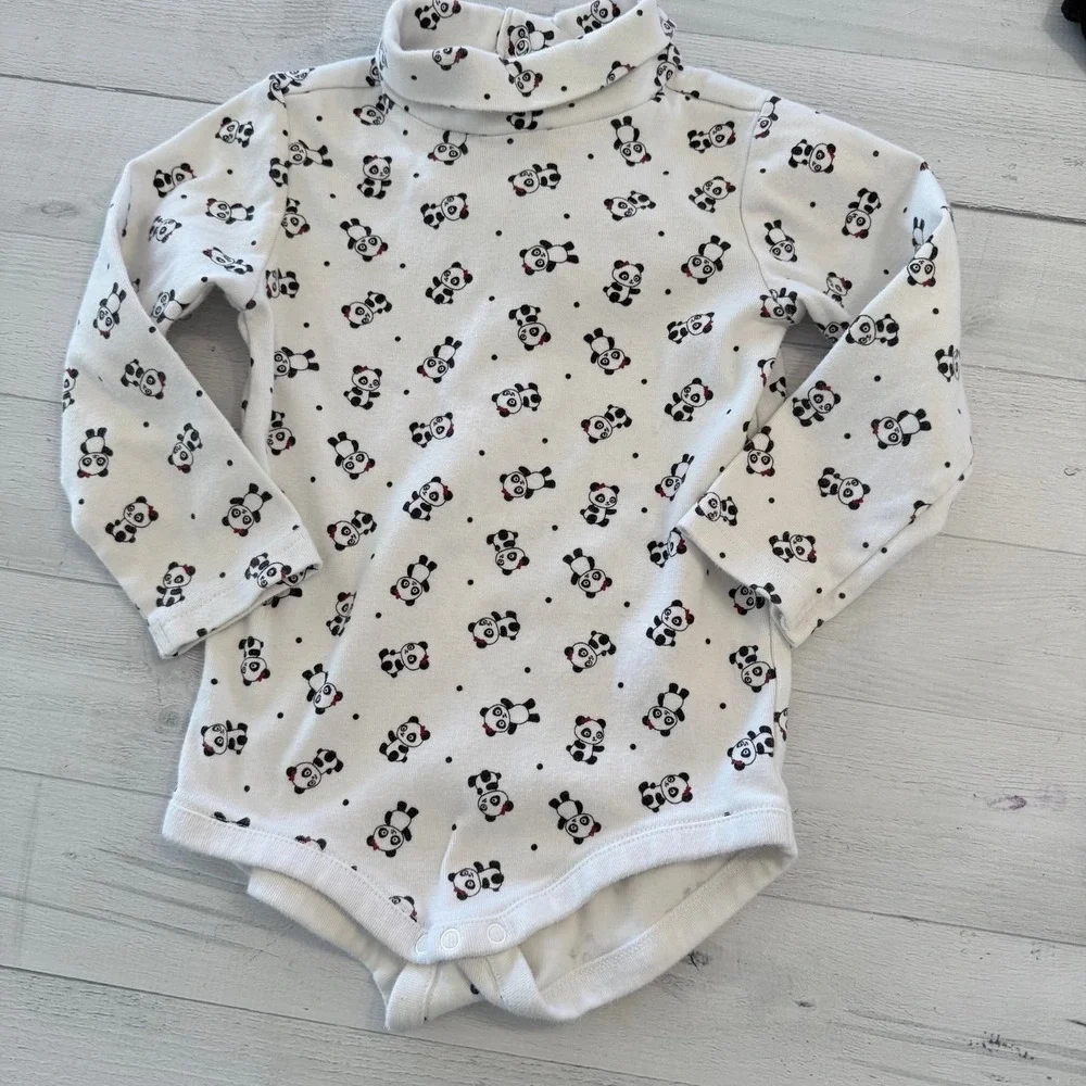 Gymboree girls black velvet dress with panda‎ bodysuit 2008 3T